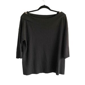 HOTEL PARTICULIER Wool Cashmere Boatneck Sweater Chain Detail Black M